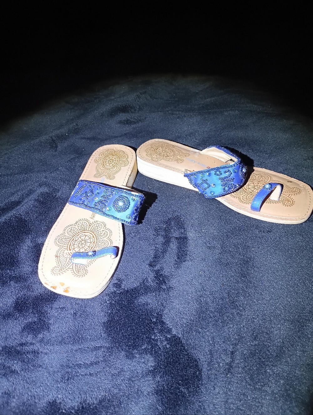 mary-kateandashley Blue Beaded Sandals Y2K Boho Flat Thong Sandals